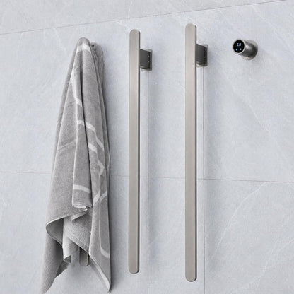 Bathroom Heated Towel Rack, Brushed Gold Towel Warmer, 2Bars, 110V | Smart Touch Control, Wall Mounted, Concealed Hardwired, Stainless Steel, Dry Towels in Modern Bathrooms, Space-Saving Design