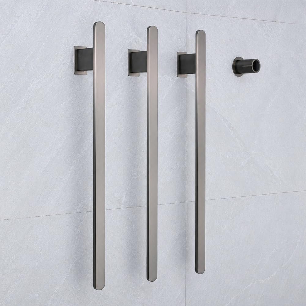 Bathroom Heated Towel Rack, Brushed Gold Towel Warmer, 2Bars, 110V | Smart Touch Control, Wall Mounted, Concealed Hardwired, Stainless Steel, Dry Towels in Modern Bathrooms, Space-Saving Design