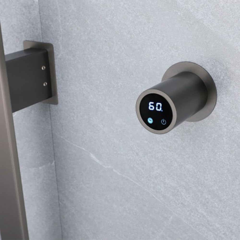 Bathroom Heated Towel Rack, Brushed Gold Towel Warmer, 2Bars, 110V | Smart Touch Control, Wall Mounted, Concealed Hardwired, Stainless Steel, Dry Towels in Modern Bathrooms, Space-Saving Design