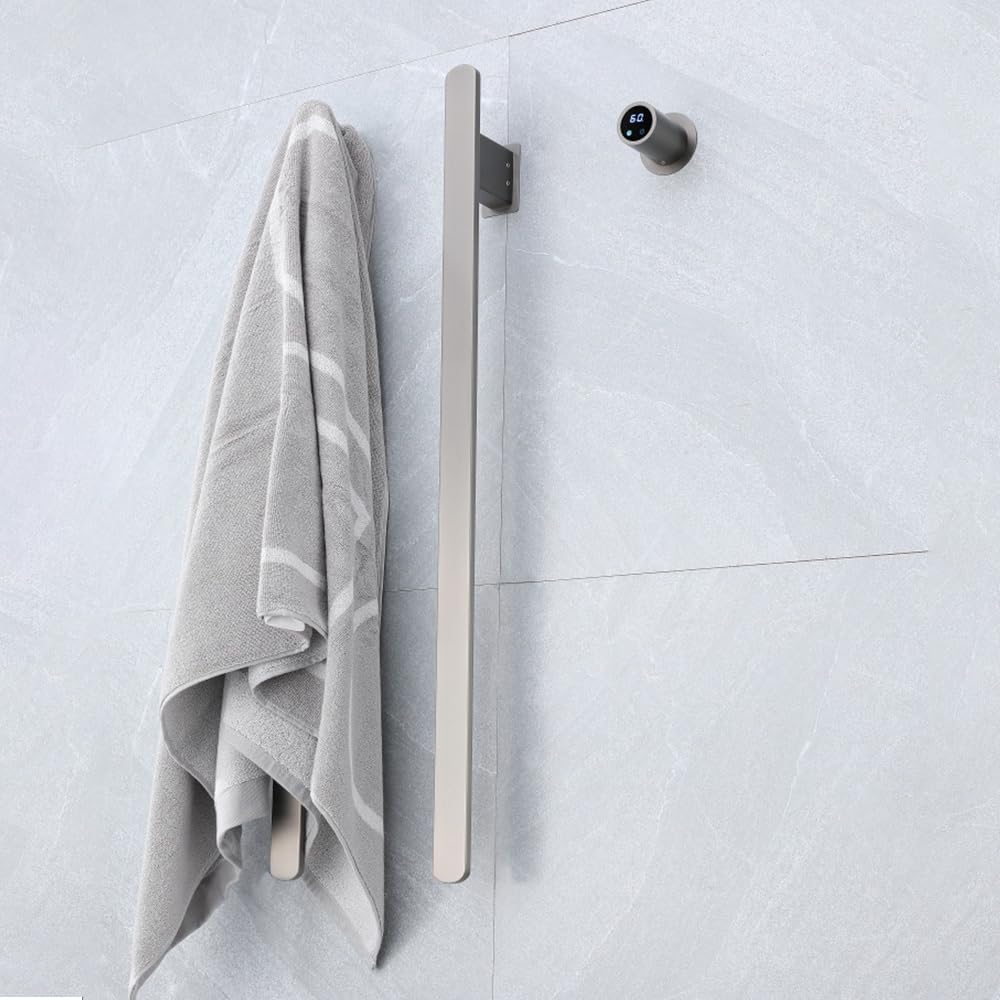 Bathroom Heated Towel Rack, Brushed Gold Towel Warmer, 2Bars, 110V | Smart Touch Control, Wall Mounted, Concealed Hardwired, Stainless Steel, Dry Towels in Modern Bathrooms, Space-Saving Design