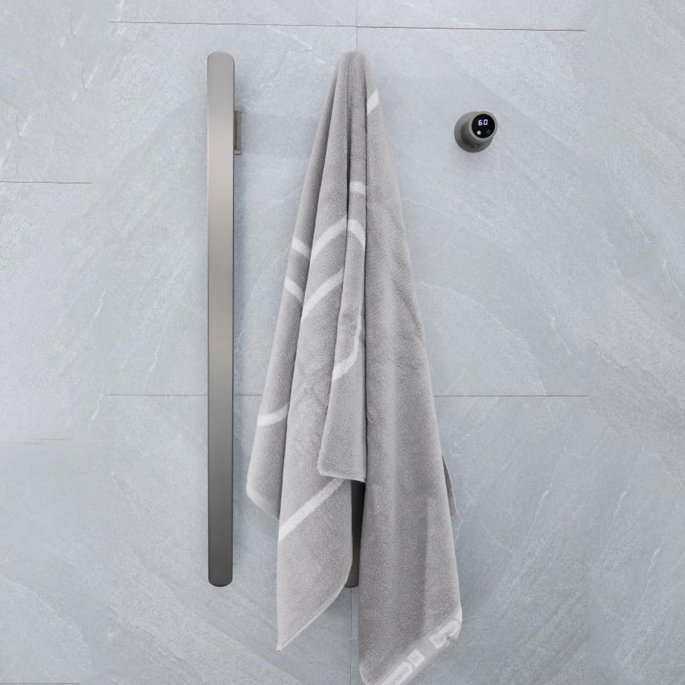 Bathroom Heated Towel Rack, Brushed Gold Towel Warmer, 2Bars, 110V | Smart Touch Control, Wall Mounted, Concealed Hardwired, Stainless Steel, Dry Towels in Modern Bathrooms, Space-Saving Design