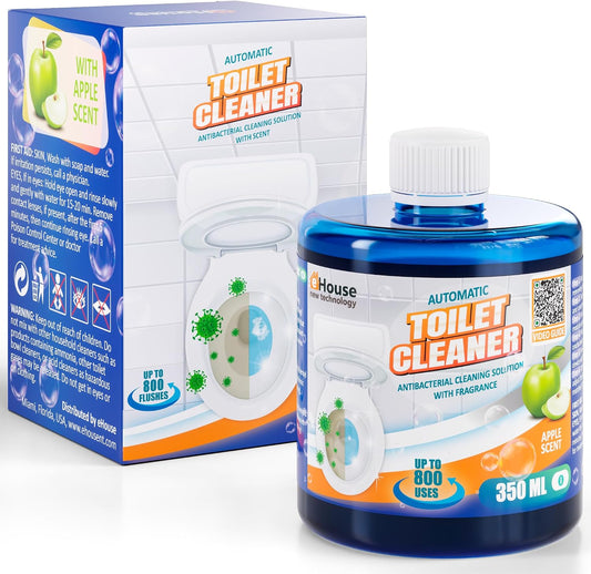 eHouse Refill bottle for Automatic Toilet Bowl Cleaner with antibacterial and cleaning properties, rich foam, and a pleasant Lemon fragrance (bottle only, no device included).
