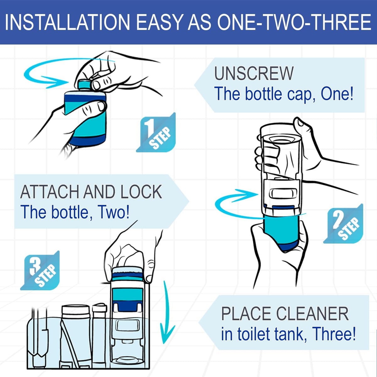eHouse Refill bottle for Automatic Toilet Bowl Cleaner with antibacterial and cleaning properties, rich foam, and a pleasant Lemon fragrance (bottle only, no device included).