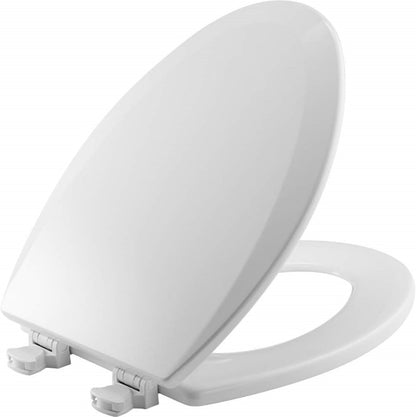 Slow Close Elongated Toilet Seat, Easy Clean Hinges, White | Soft close lid never slams, quick-release hinges for deep cleaning, durable plastic, fits all elongated toilets, 7300SLEC