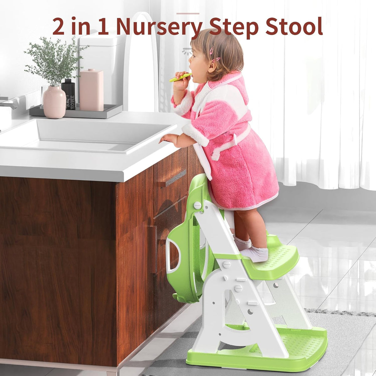 Potty Training Seat, Upgrade 2 in 1 Potty Training Toilet for Toddler, Toddler Toilet Seat for Boys Girls with Support Bar, Anti-Slip Pad and Step Stool (Pink)