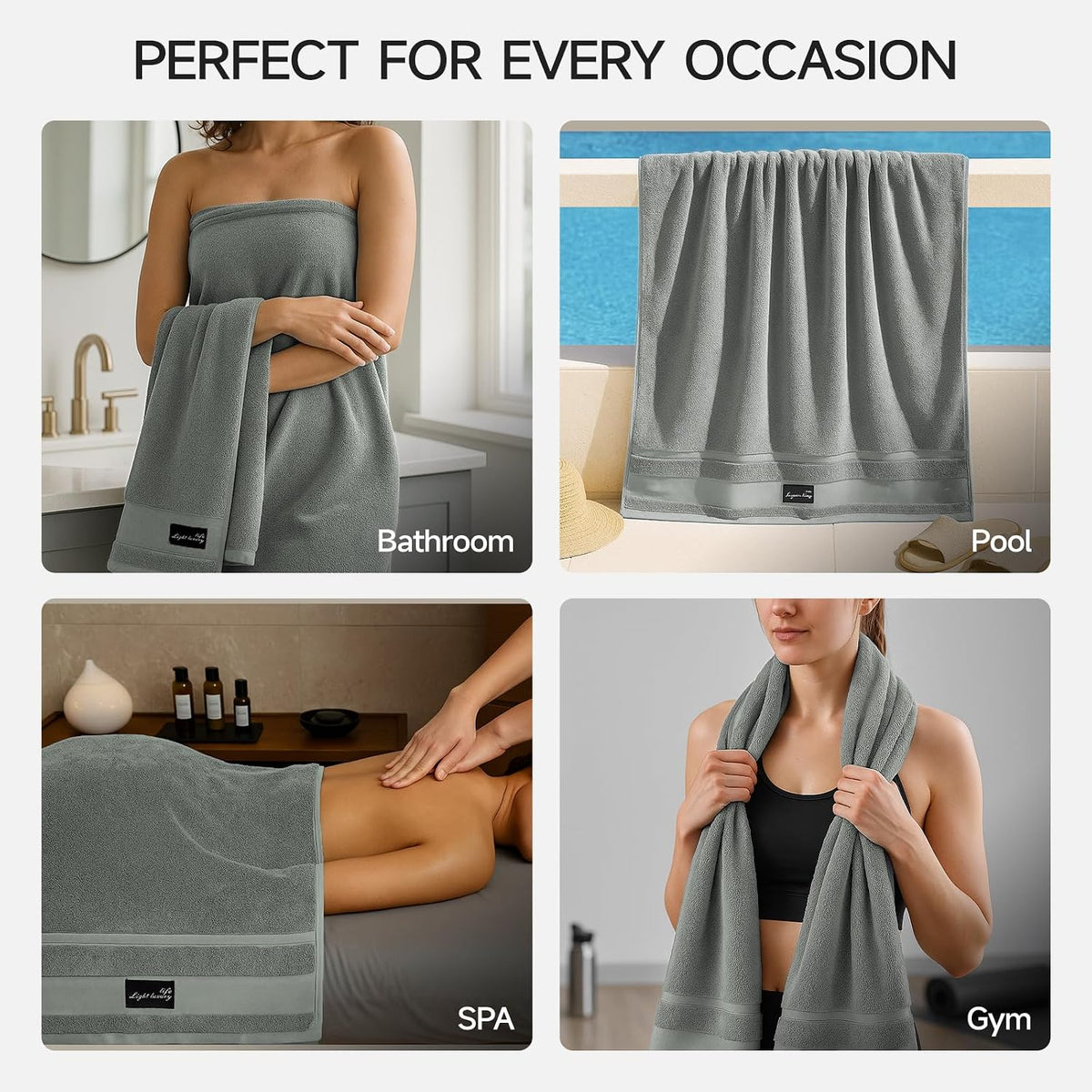 REDKISS Large Bath Towels, 100% Cotton, 31x63 in,Heavyweight 760G, Highly Absorbent & Quick Dry, Super Soft Luxury Shower Towels for Bathroom,Hotel Collection - Blue