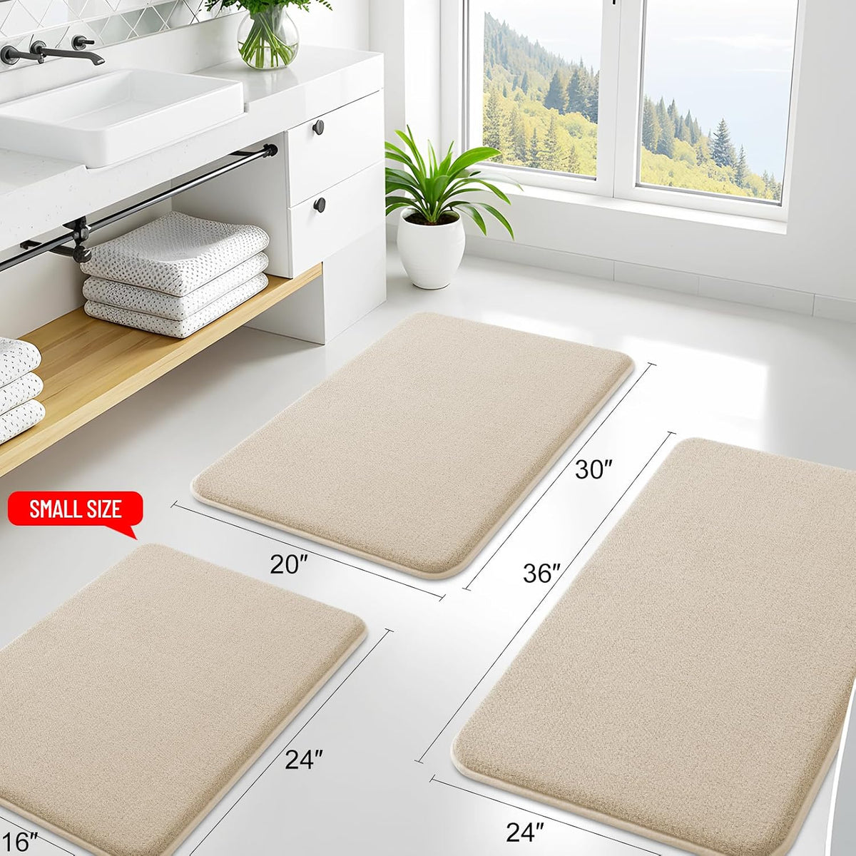 Memory Foam Bath Mat 30x20, Extra Soft Absorbent Bathroom Rugs - Colors A