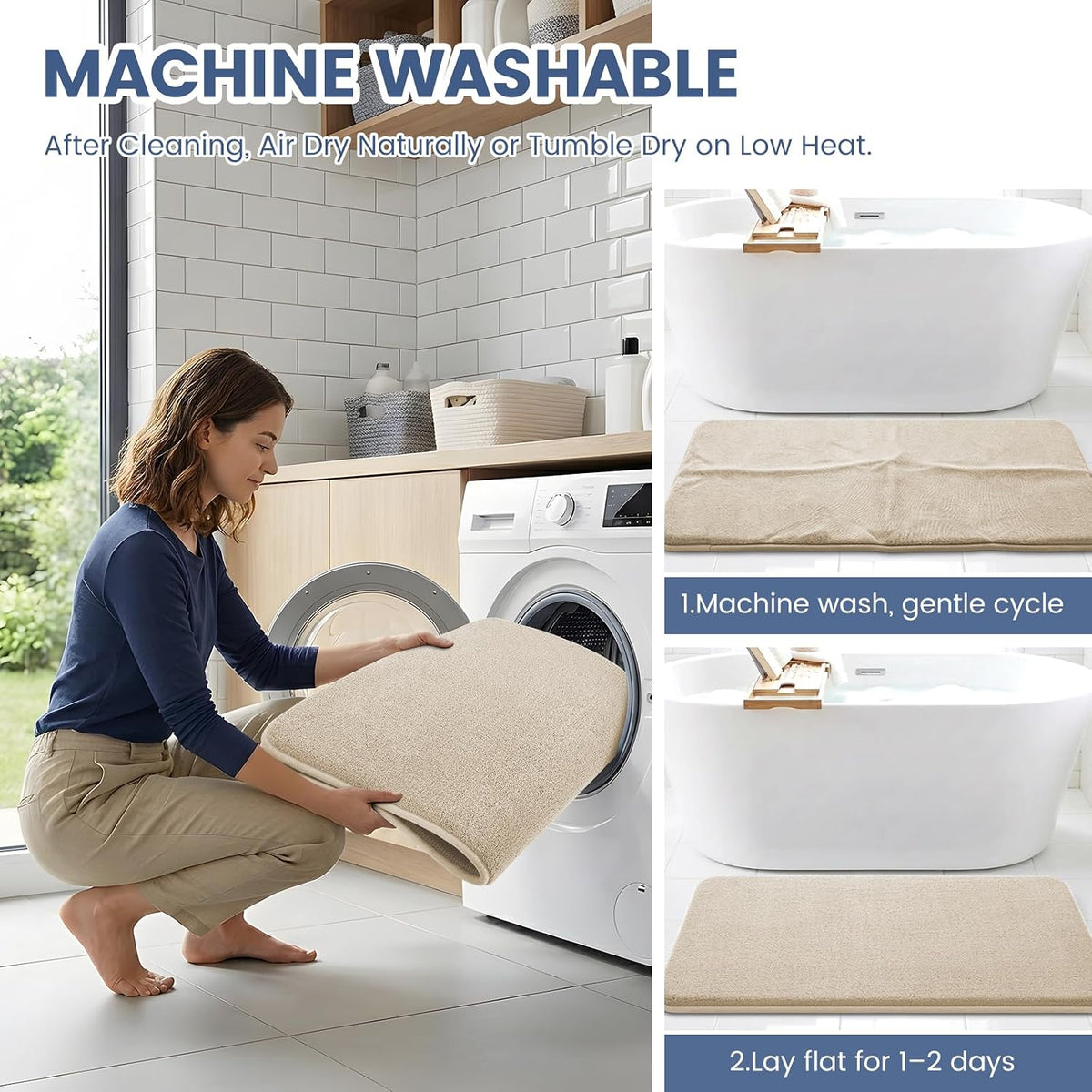 Memory Foam Bath Mat 30x20, Extra Soft Absorbent Bathroom Rugs - Colors A