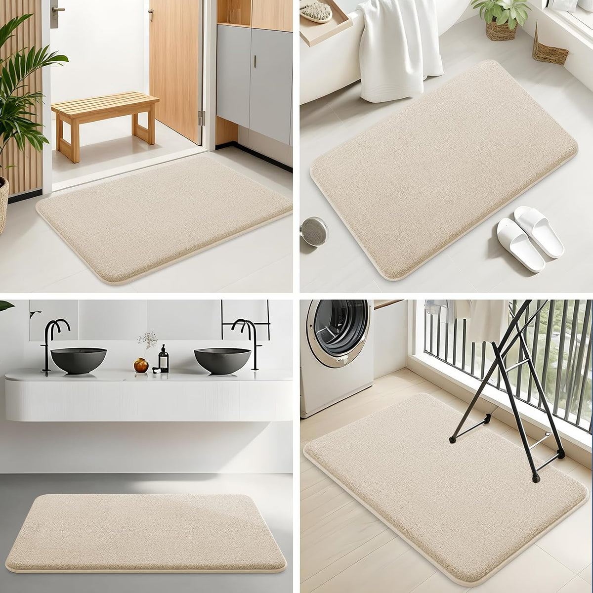 Memory Foam Bath Mat 30x20, Extra Soft Absorbent Bathroom Rugs - Colors A