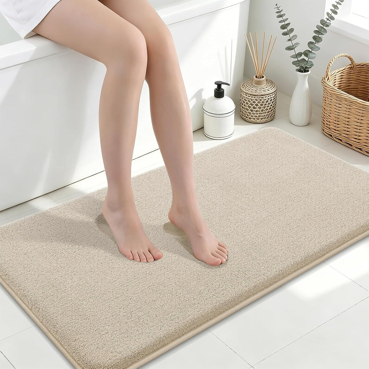 Memory Foam Bath Mat 30x20, Extra Soft Absorbent Bathroom Rugs - Colors A