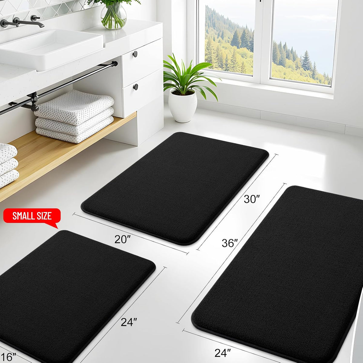 Memory Foam Bath Mat 30x20, Extra Soft Absorbent Bathroom Rugs - Colors A