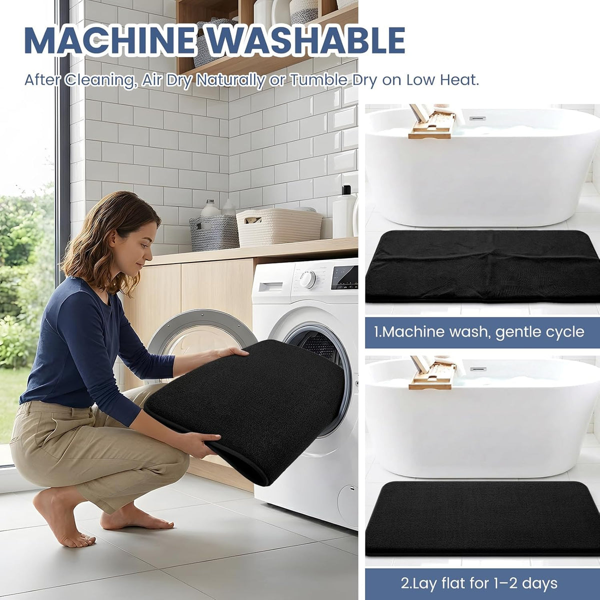 Memory Foam Bath Mat 30x20, Extra Soft Absorbent Bathroom Rugs - Colors A