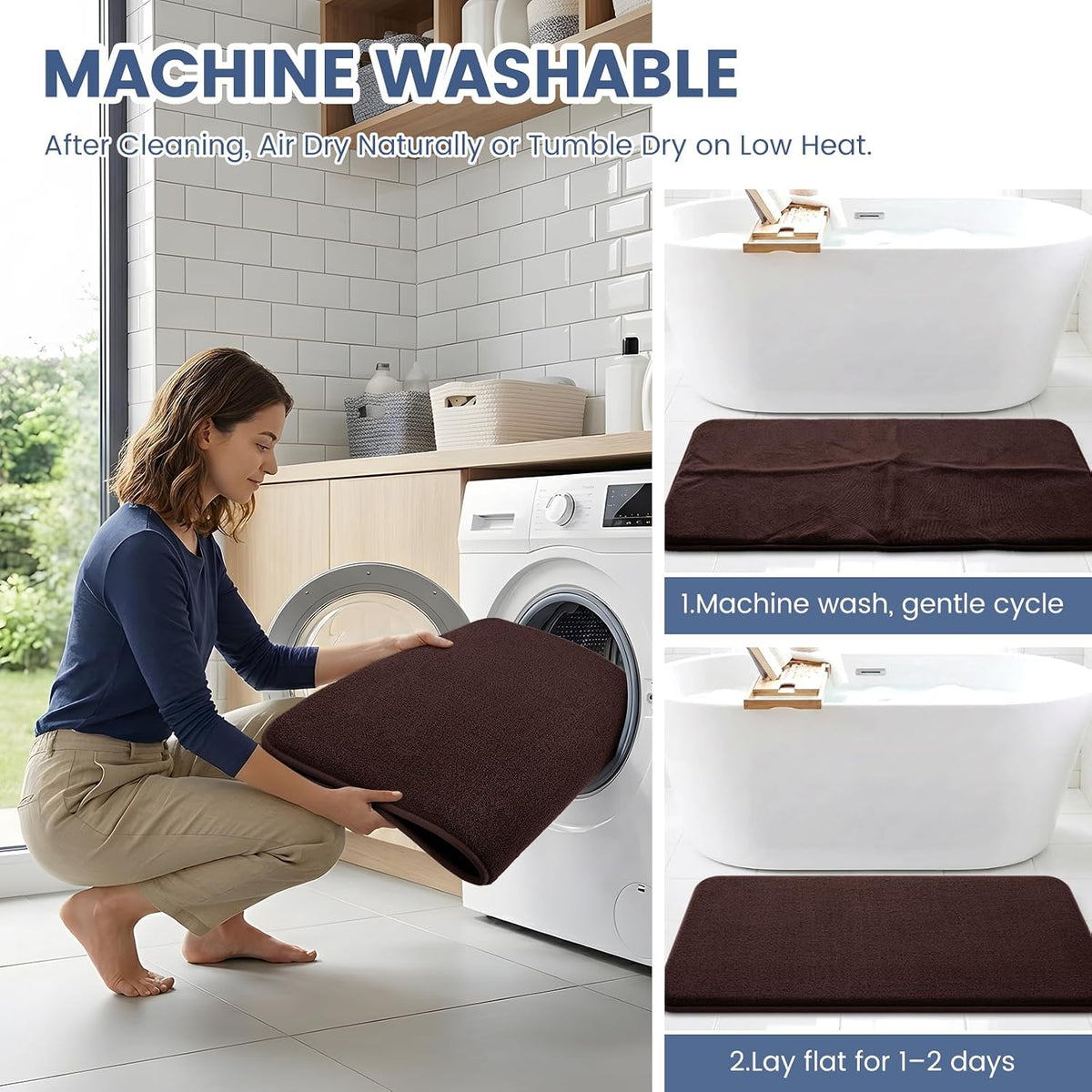 Memory Foam Bath Mat 30x20, Extra Soft Absorbent Bathroom Rugs - Colors A