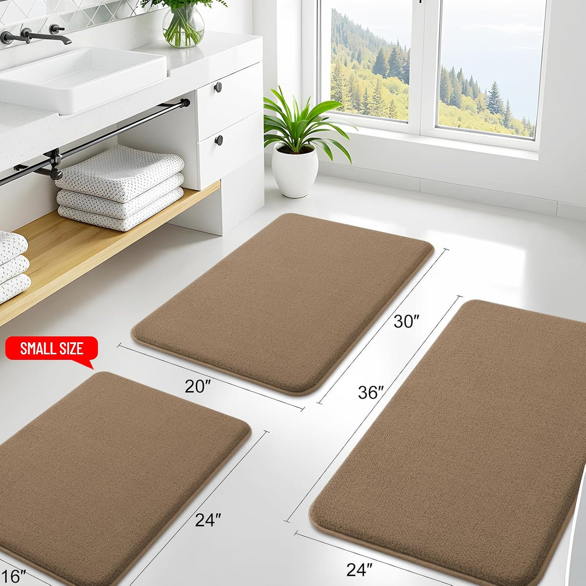 Memory Foam Bath Mat 30x20, Extra Soft Absorbent Bathroom Rugs - Colors A