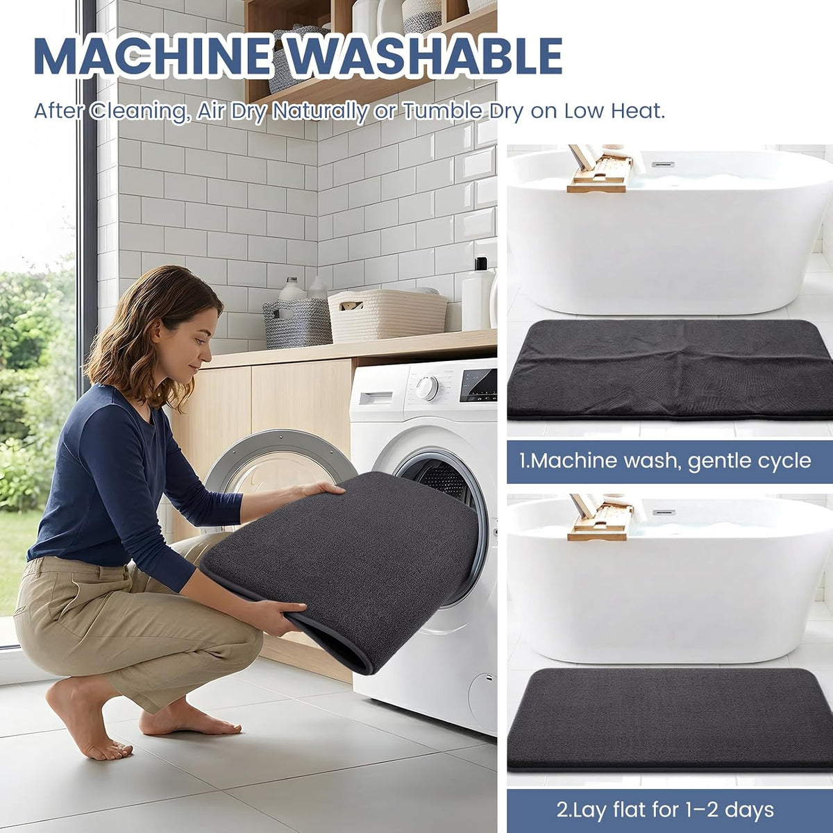 Memory Foam Bath Mat 30x20, Extra Soft Absorbent Bathroom Rugs - Colors A