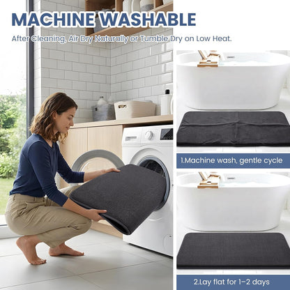Memory Foam Bath Mat 30x20, Extra Soft Absorbent Bathroom Rugs - Colors A