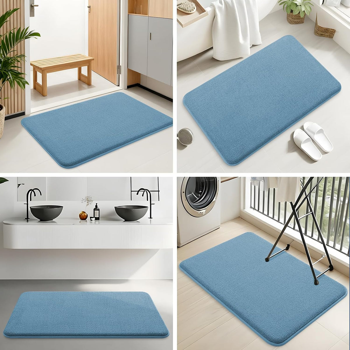 Memory Foam Bath Mat 30x20, Extra Soft Absorbent Bathroom Rugs - Colors A