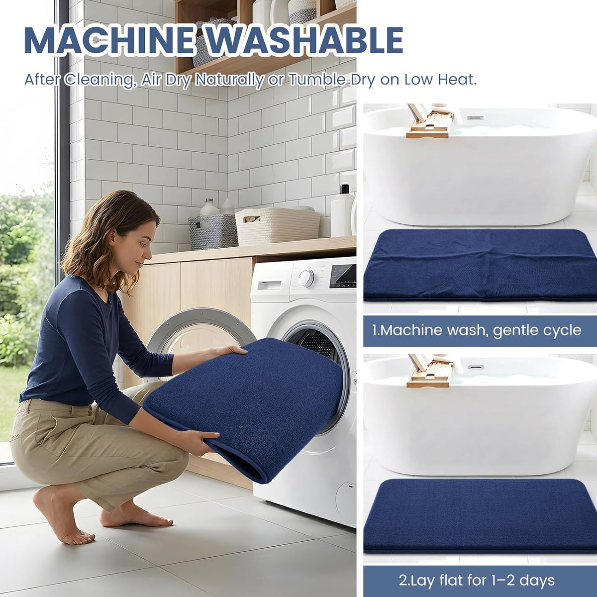 Memory Foam Bath Mat 30x20, Extra Soft Absorbent Bathroom Rugs - Colors A