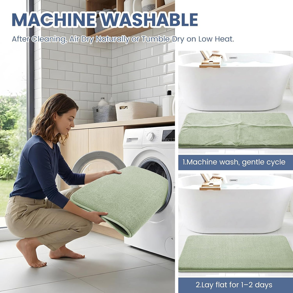 Memory Foam Bath Mat 30x20, Extra Soft Absorbent Bathroom Rugs - Colors A