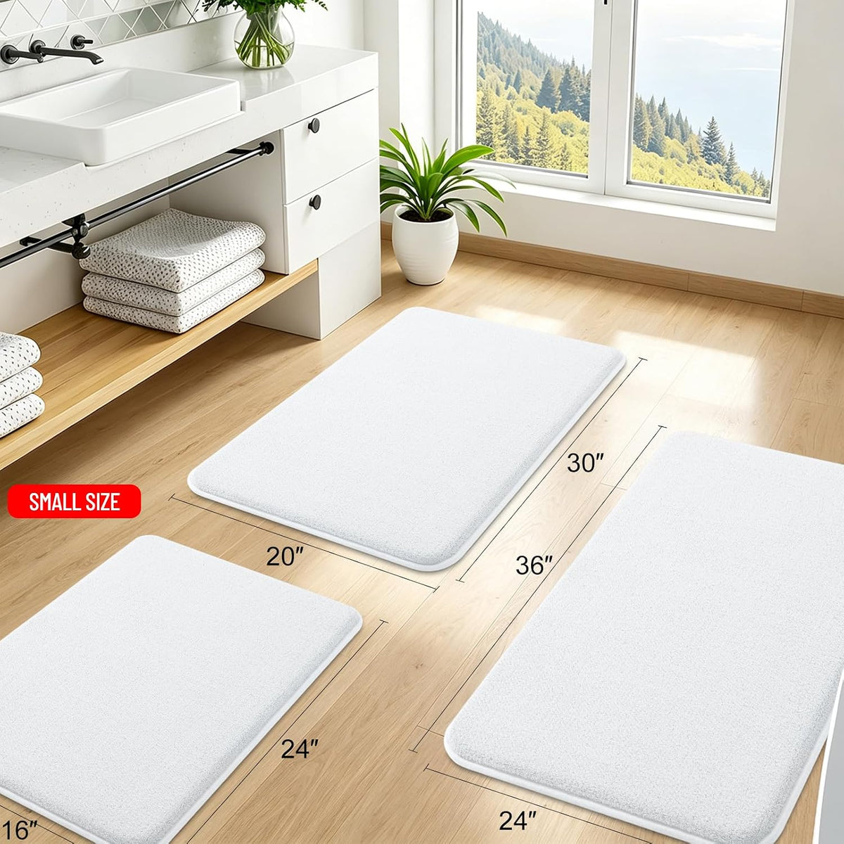 Memory Foam Bath Mat 30x20, Extra Soft Absorbent Bathroom Rugs - Colors A
