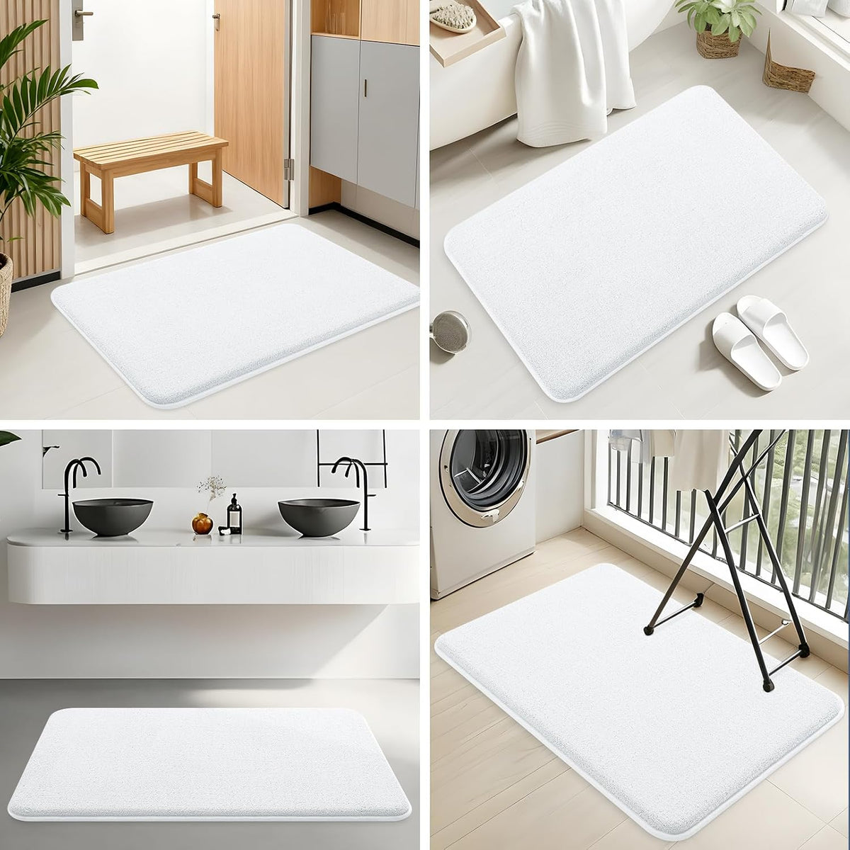 Memory Foam Bath Mat 30x20, Extra Soft Absorbent Bathroom Rugs - Colors A