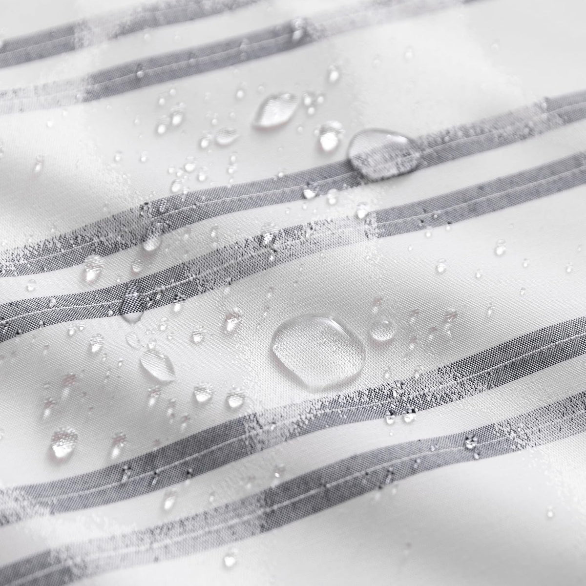 Geometric Jacquard Fabric Shower Curtain for Bathroom, Lightweight, Water Repellent and Washable, 72" W x 72" L, Grey Striped