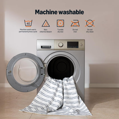 Geometric Jacquard Fabric Shower Curtain for Bathroom, Lightweight, Water Repellent and Washable, 72" W x 72" L, Grey Striped