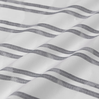 Geometric Jacquard Fabric Shower Curtain for Bathroom, Lightweight, Water Repellent and Washable, 72" W x 72" L, Grey Striped