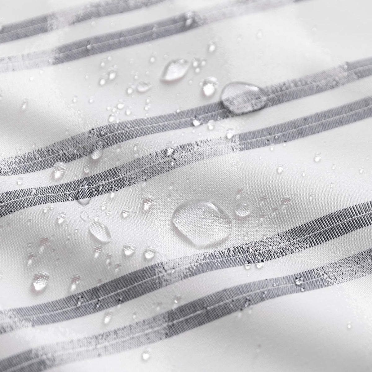 Geometric Jacquard Fabric Shower Curtain for Bathroom, Lightweight, Water Repellent and Washable, 72" W x 72" L, Grey Striped