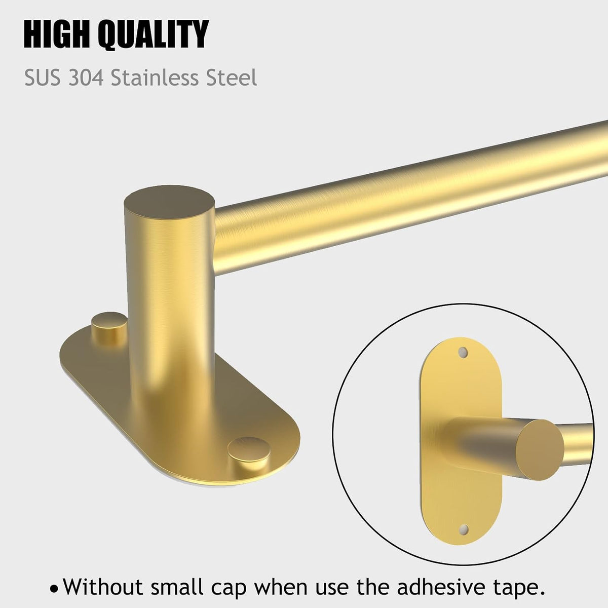 Towel Bar, Adhesive or Drill Wall Mount, Matte Black, 1 Pack