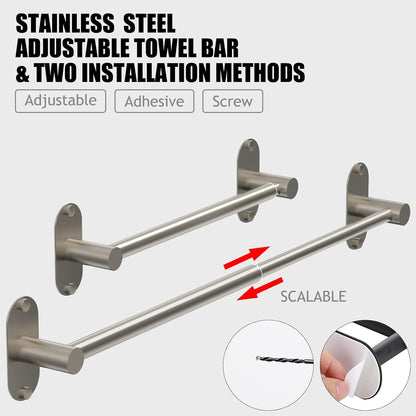 Towel Bar, Adhesive or Drill Wall Mount, Matte Black, 1 Pack