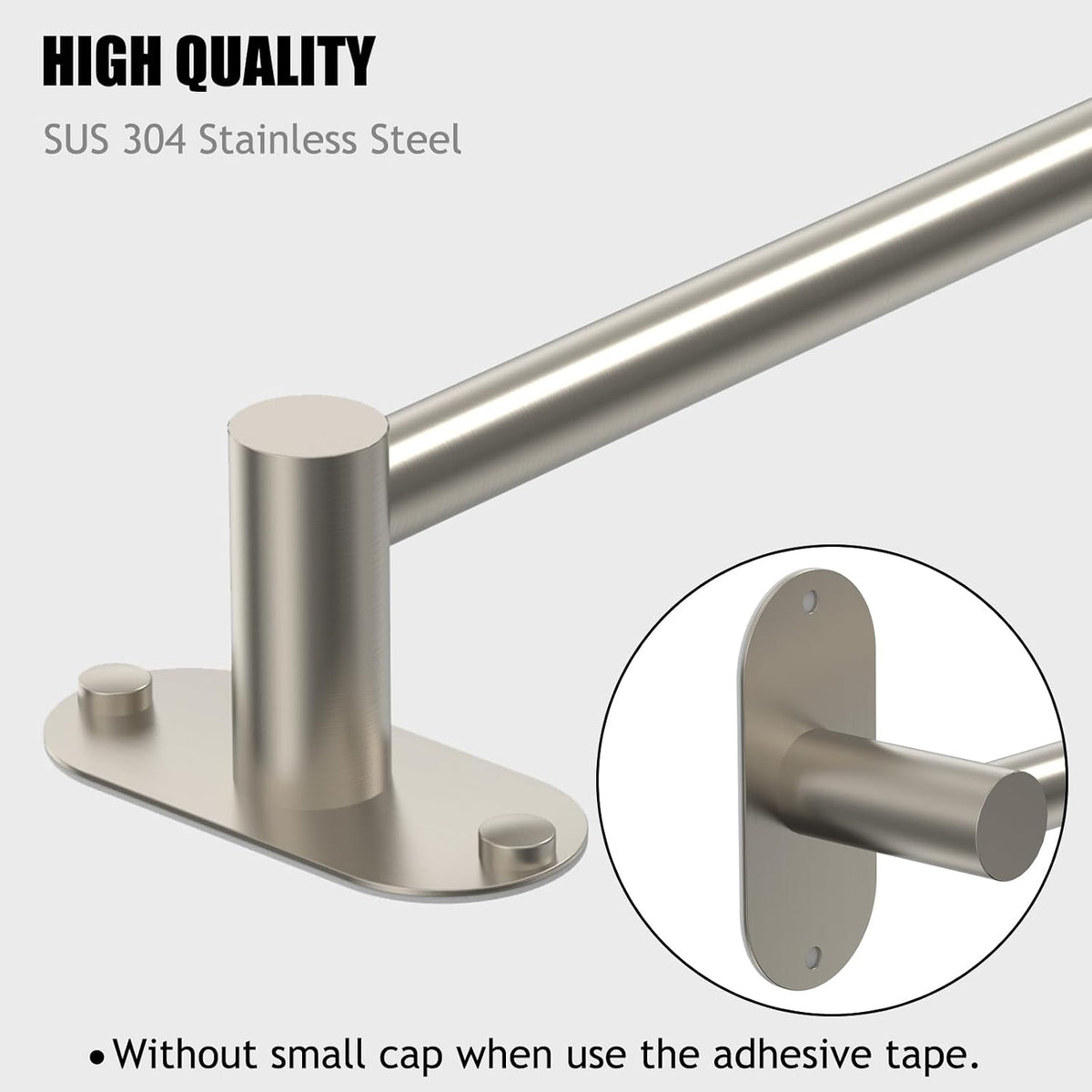 Towel Bar, Adhesive or Drill Wall Mount, Matte Black, 1 Pack
