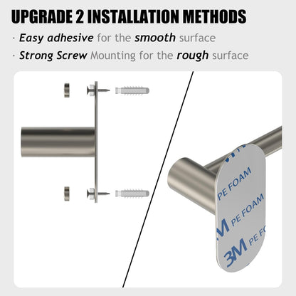 Towel Bar, Adhesive or Drill Wall Mount, Matte Black, 1 Pack