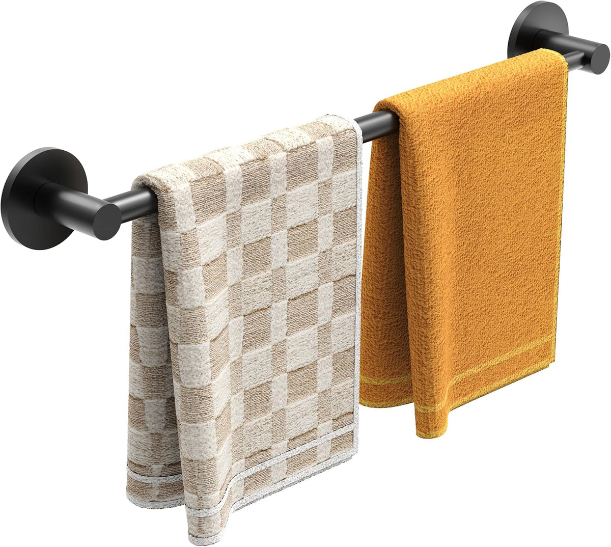 Towel Bar, Adhesive or Drill Wall Mount, Matte Black, 1 Pack