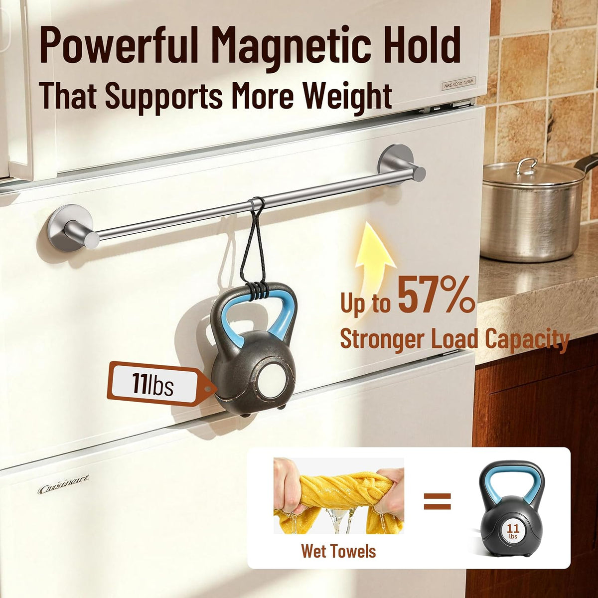 Towel Bar, Adhesive or Drill Wall Mount, Matte Black, 1 Pack