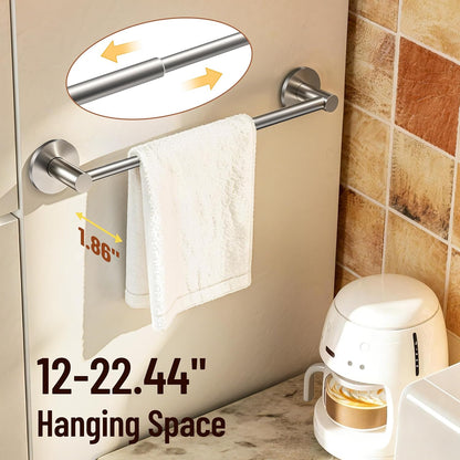 Towel Bar, Adhesive or Drill Wall Mount, Matte Black, 1 Pack