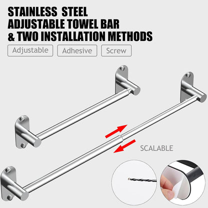 Towel Bar, Adhesive or Drill Wall Mount, Matte Black, 1 Pack