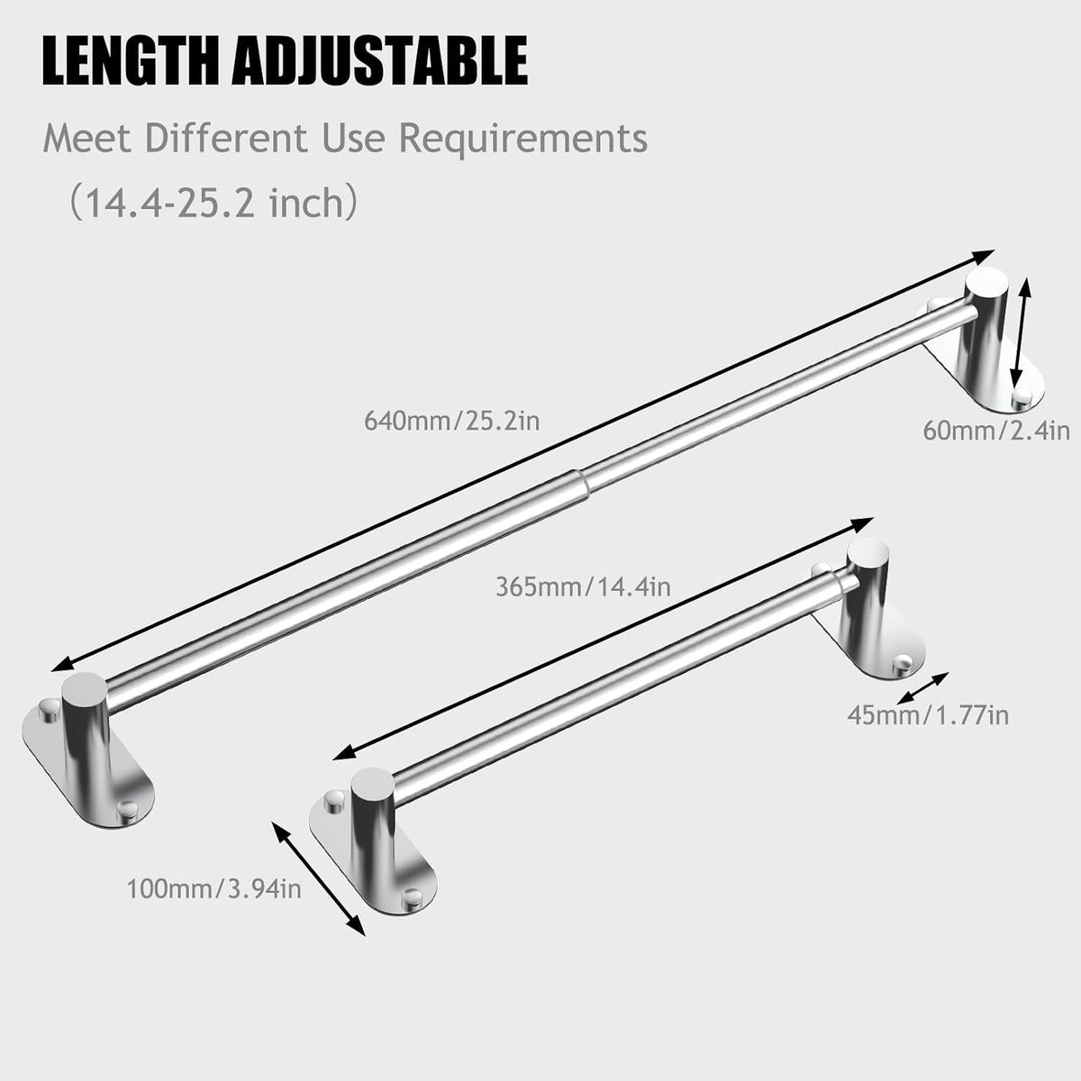 Towel Bar, Adhesive or Drill Wall Mount, Matte Black, 1 Pack