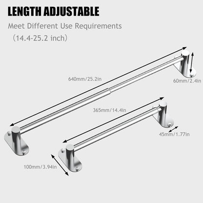 Towel Bar, Adhesive or Drill Wall Mount, Matte Black, 1 Pack