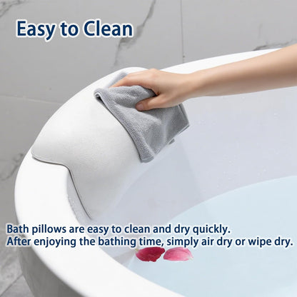 Bath Pillow Bathtub Pillow, Bath Pillows for Tub Head and Neck Support, Waterproof Bath Tub Pillows with Strong Non-Slip Suction Cups, Relaxing Bath Accessories for Soaking, Spa White