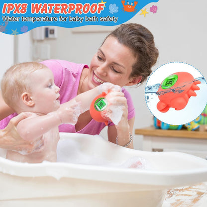 Floating Crab Baby Bath Thermometer – Rechargeable Digital Pool & Bathtub Thermometer, Baby Shower Gifts, IPX8 Waterproof, Fahrenheit Display for Swimming Pools, Spas & Hot Tubs