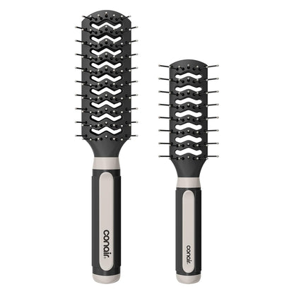 Hair Brush Set, Grip & Lift Vent, Full-Size & Mid-Size, Black