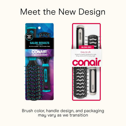 Hair Brush Set, Grip & Lift Vent, Full-Size & Mid-Size, Black
