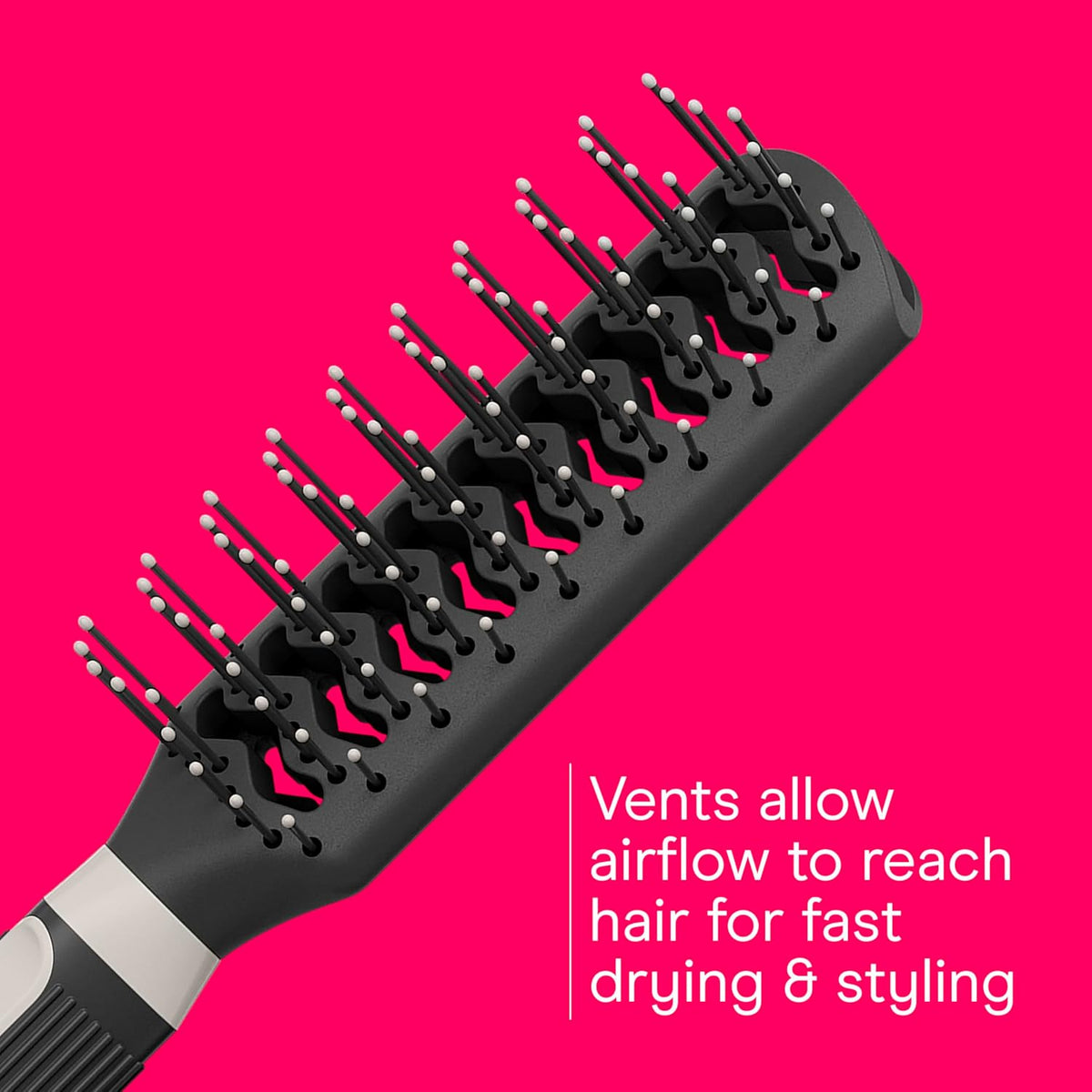 Hair Brush Set, Grip & Lift Vent, Full-Size & Mid-Size, Black