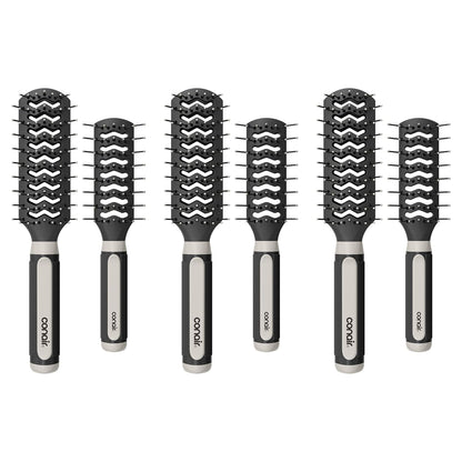 Hair Brush Set, Grip & Lift Vent, Full-Size & Mid-Size, Black