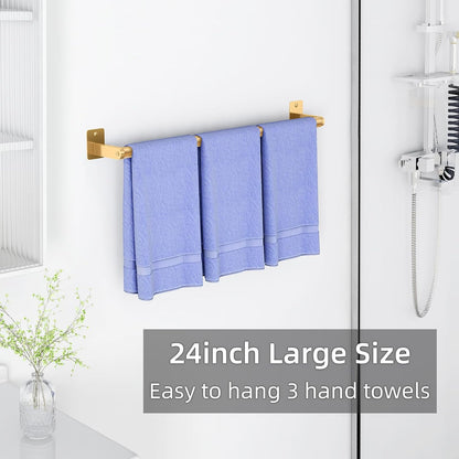 Bathroom Towel Bar, 24 Inch Towel Racks for Bathroom Wall Mounted, Heavy Duty Hand Towel Holder Organizer, Modern Home Decor Towel Rod, Matte Black Single Bar