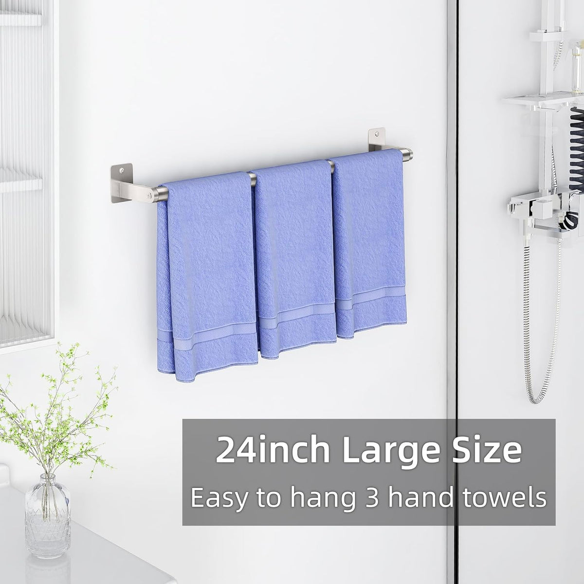 Bathroom Towel Bar, 24 Inch Towel Racks for Bathroom Wall Mounted, Heavy Duty Hand Towel Holder Organizer, Modern Home Decor Towel Rod, Matte Black Single Bar