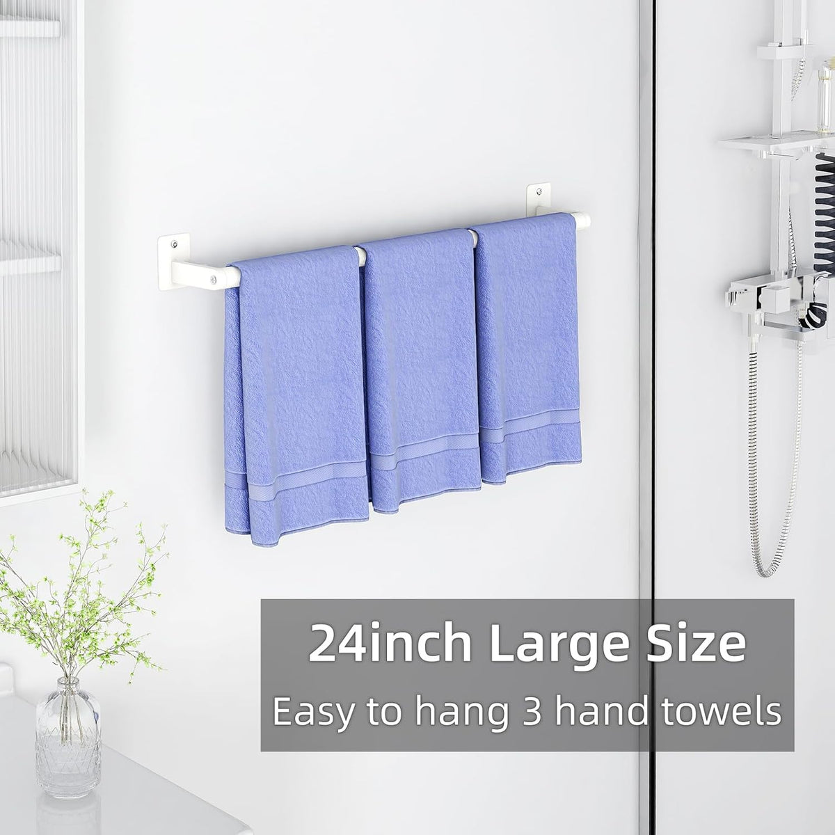 Bathroom Towel Bar, 24 Inch Towel Racks for Bathroom Wall Mounted, Heavy Duty Hand Towel Holder Organizer, Modern Home Decor Towel Rod, Matte Black Single Bar