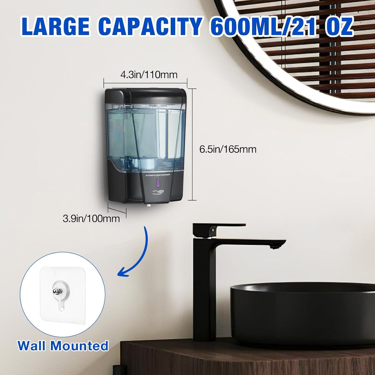 4 Pack Automatic Soap Dispenser Touchless,600ml/20oz Commercial Wall Mount