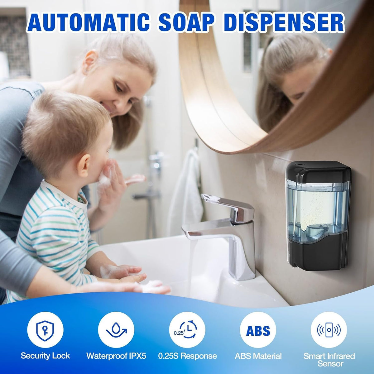 4 Pack Automatic Soap Dispenser Touchless,600ml/20oz Commercial Wall Mount